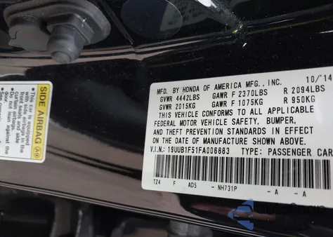 2015 Acura Tlx Tech z USA, uszkodzony, nr VIN 19UUB1F51FA006883